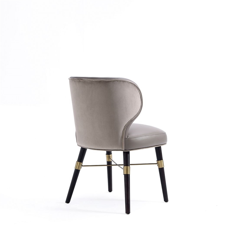Manhattan Comfort Strine Dining Chair with Solid Wood Frame in Dark Taupe
