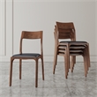 Moderno Stackable Dining Chair with Solid Wood Frame in Walnut & Black- Set of 2