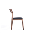 Moderno Stackable Dining Chair with Solid Wood Frame in Walnut & Black- Set of 2