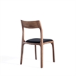 Moderno Stackable Dining Chair with Solid Wood Frame in Walnut & Black- Set of 2