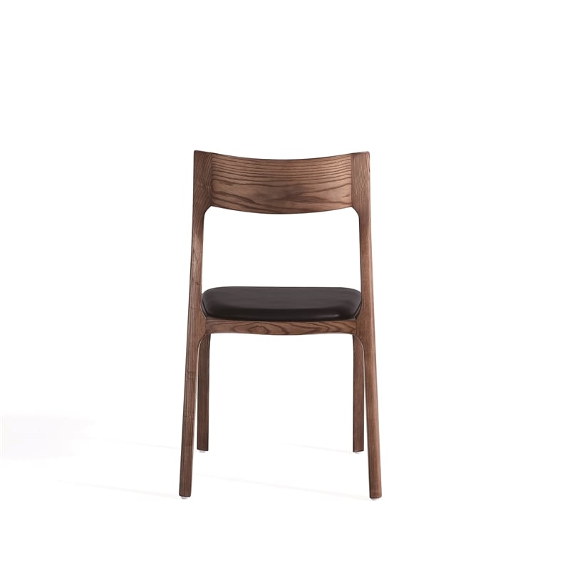 Moderno Stackable Dining Chair with Solid Wood Frame in Walnut & Black- Set of 2