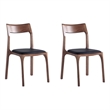 Moderno Stackable Dining Chair with Solid Wood Frame in Walnut & Black- Set of 2
