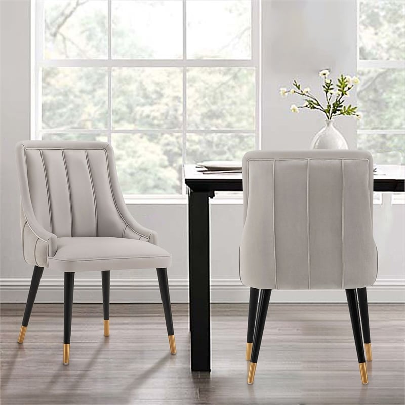 Manhattan Comfort Eda Dining Chair with Solid Wood Frame in Gray