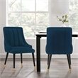Manhattan Comfort Eda Dining Chair with Solid Wood Frame in Midnight Blue