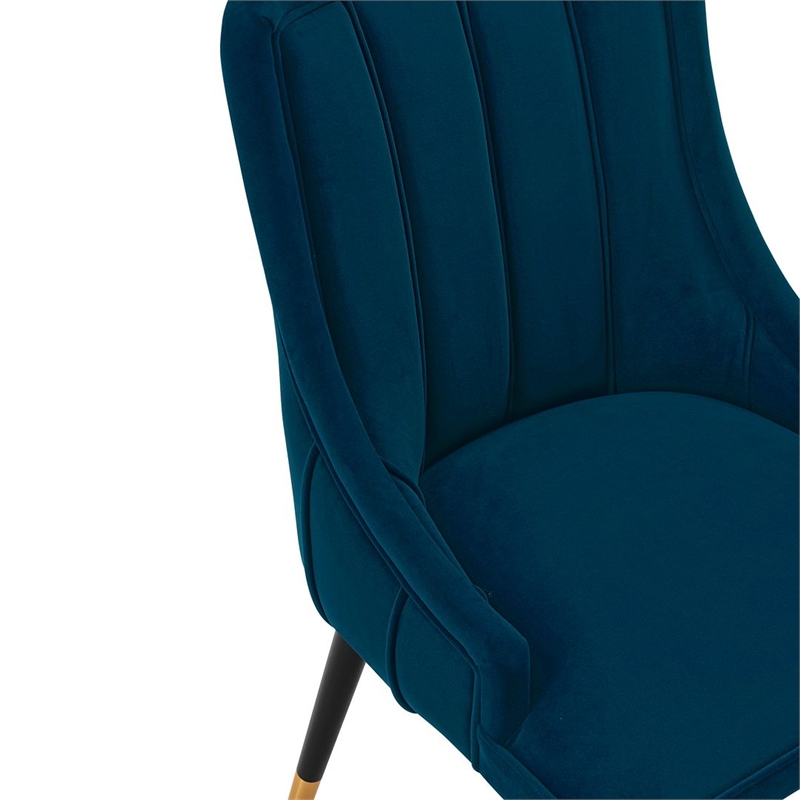 Manhattan Comfort Eda Dining Chair with Solid Wood Frame in Midnight Blue