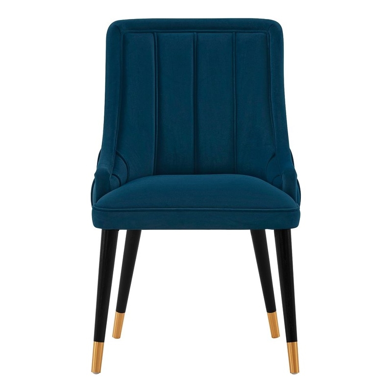 Manhattan Comfort Eda Dining Chair with Solid Wood Frame in Midnight Blue