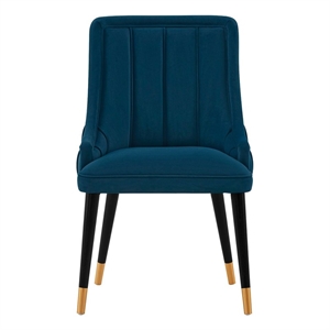 Manhattan Comfort Eda Dining Chair with Solid Wood Frame in Midnight Blue