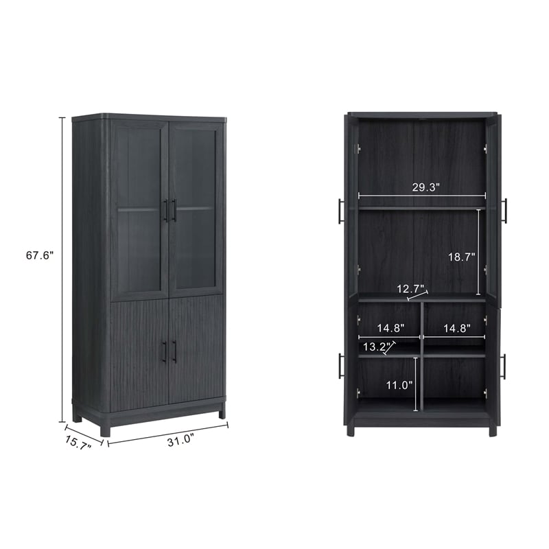 Manhattan Comfort Jodie Bookcase made from Engineered Wood in Charcoal Gray