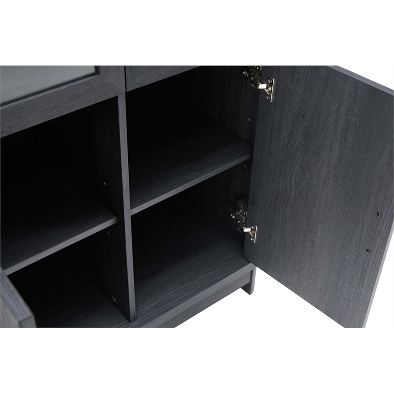 Manhattan Comfort Jodie Bookcase made from Engineered Wood in Charcoal Gray