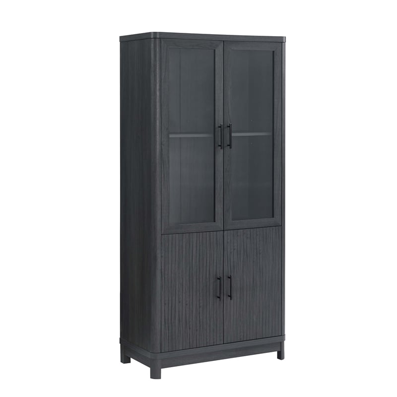 Manhattan Comfort Jodie Bookcase made from Engineered Wood in Charcoal Gray