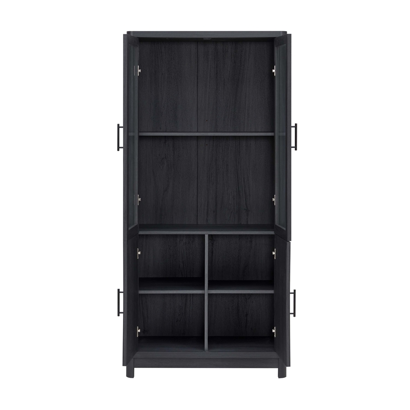 Manhattan Comfort Jodie Bookcase made from Engineered Wood in Charcoal Gray