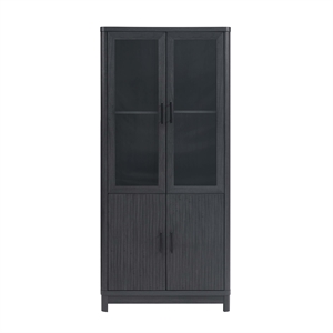 Manhattan Comfort Jodie Bookcase made from Engineered Wood in Charcoal Gray
