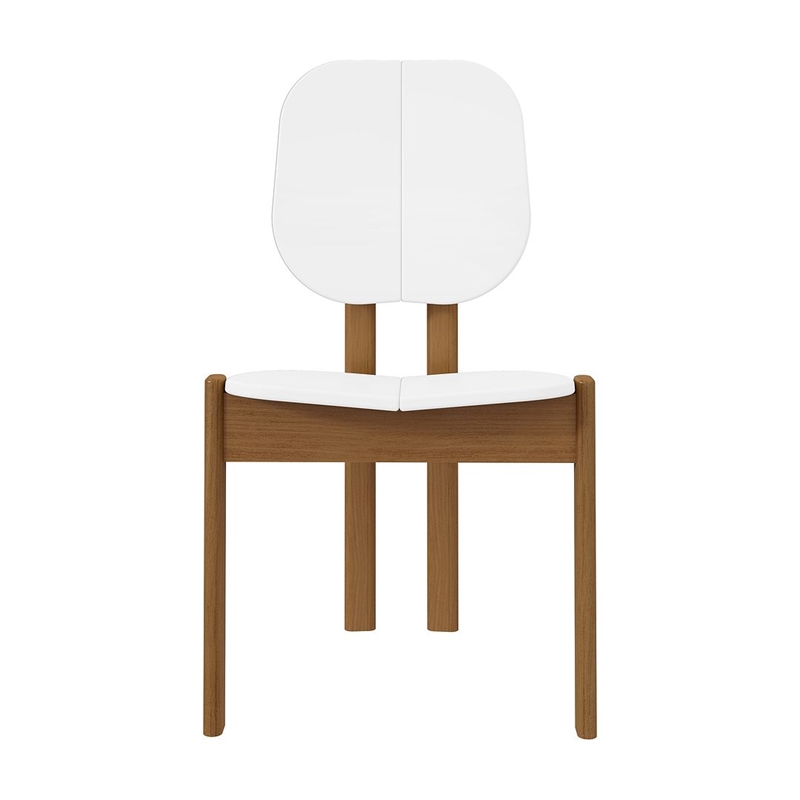 Manhattan Comfort Gales Dining Chair with Solid Wood Legs in White - Set of 2