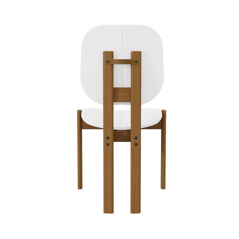 Manhattan Comfort Gales Dining Chair with Solid Wood Legs in White - Set of 2