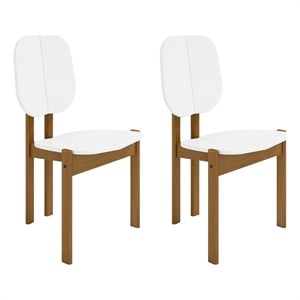 Manhattan Comfort Gales Dining Chair with Solid Wood Legs in White - Set of 2