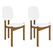 Manhattan Comfort Gales Dining Chair with Solid Wood Legs in White - Set of 2