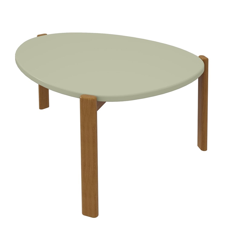 Manhattan Comfort Gales End Table and Coffee Table with Solid Wood Legs in Green