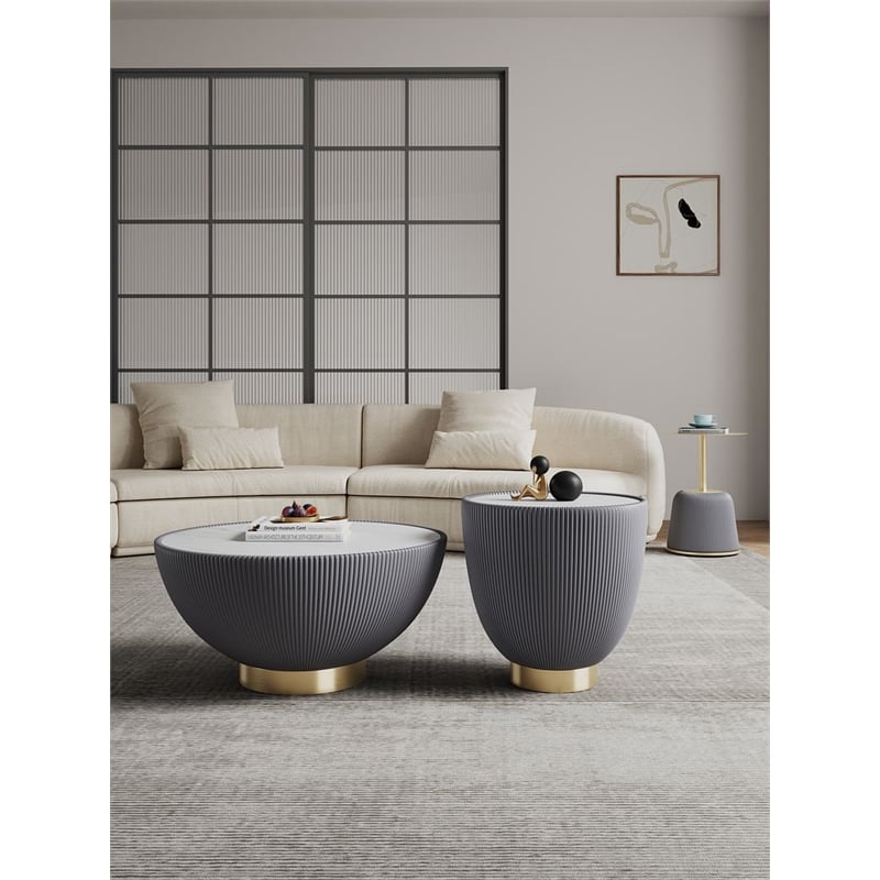 Anderson Coffee Table End Table 1.0 and End Table 2.0 in Gray - Set of 3
