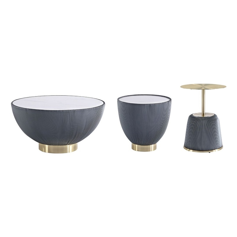Anderson Coffee Table End Table 1.0 and End Table 2.0 in Gray - Set of 3