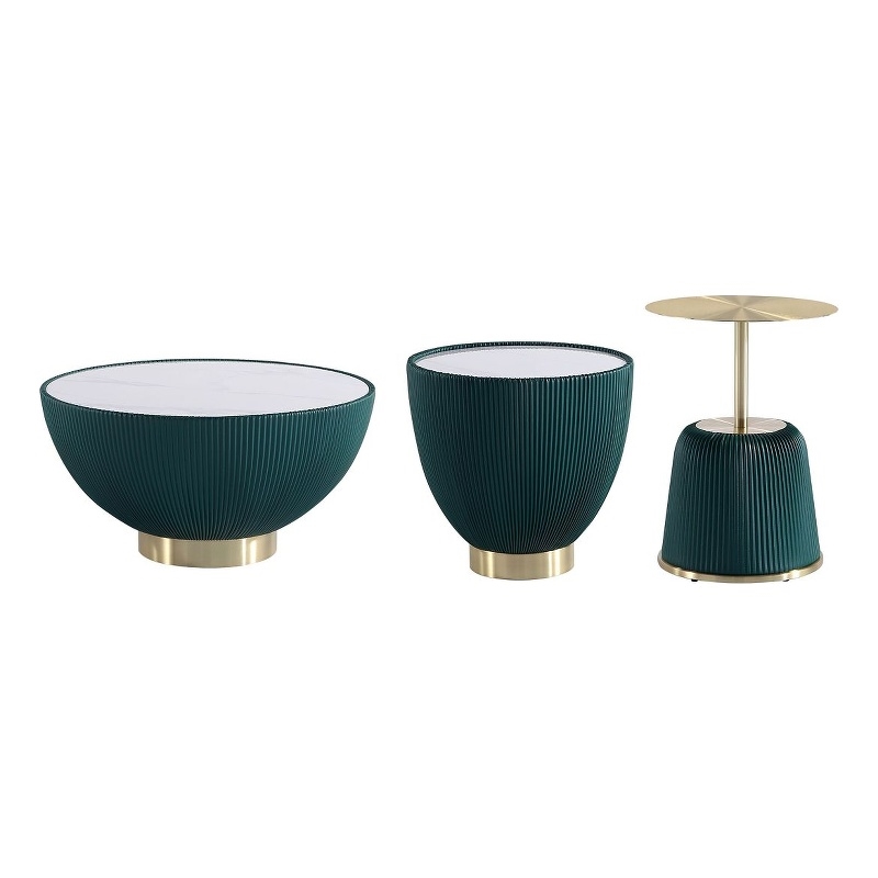 Anderson Coffee Table End Table 1.0 and End Table 2.0 in Green - Set of 3