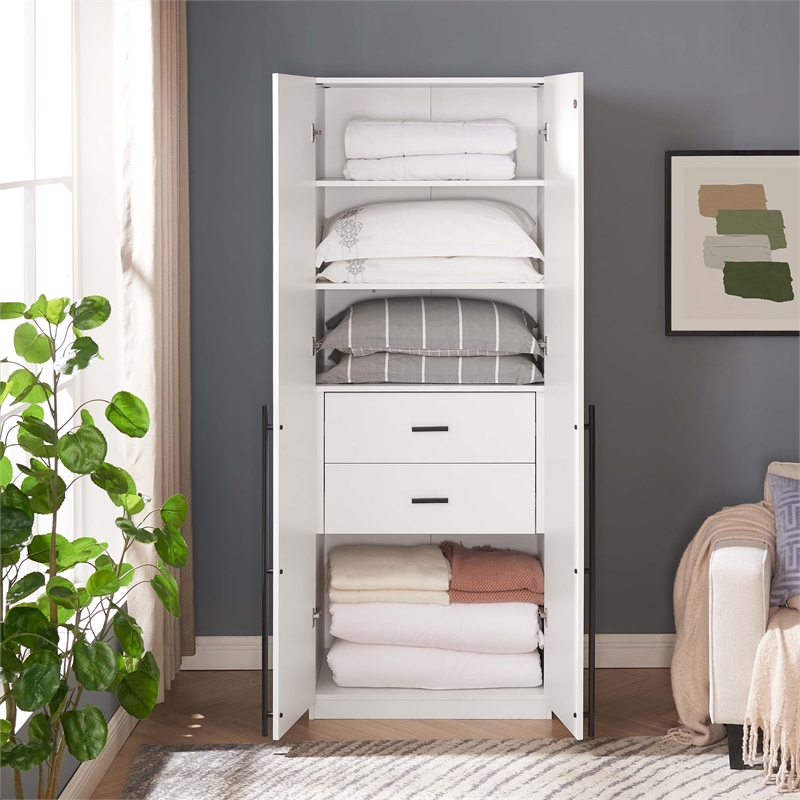 Manhattan Comfort Lee Wardrobe Closet 1.0 from Engineered Wood in White