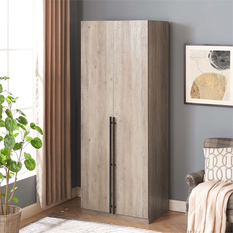 Manhattan Comfort Lee Wardrobe Closet 1.0 from Engineered Wood in Rustic Gray