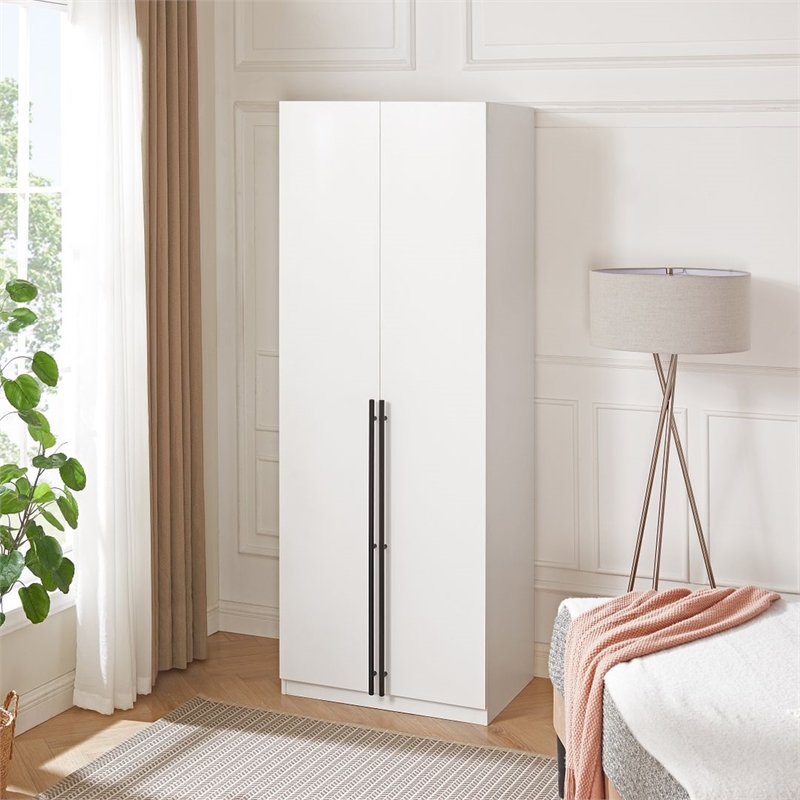 Manhattan Comfort Lee Wardrobe Closet 2.0 from Engineered Wood in White