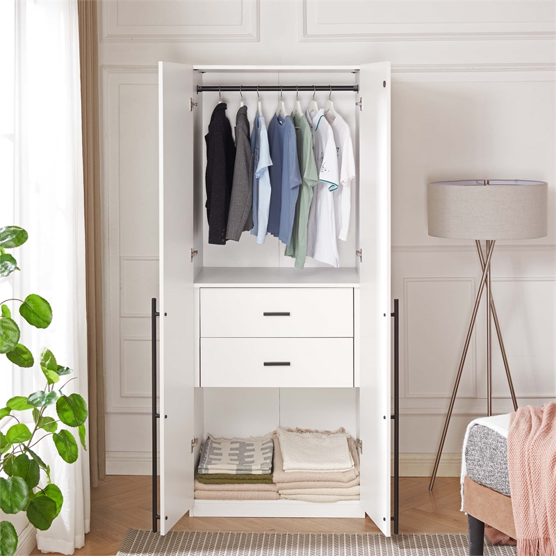 Manhattan Comfort Lee Wardrobe Closet 2.0 from Engineered Wood in White