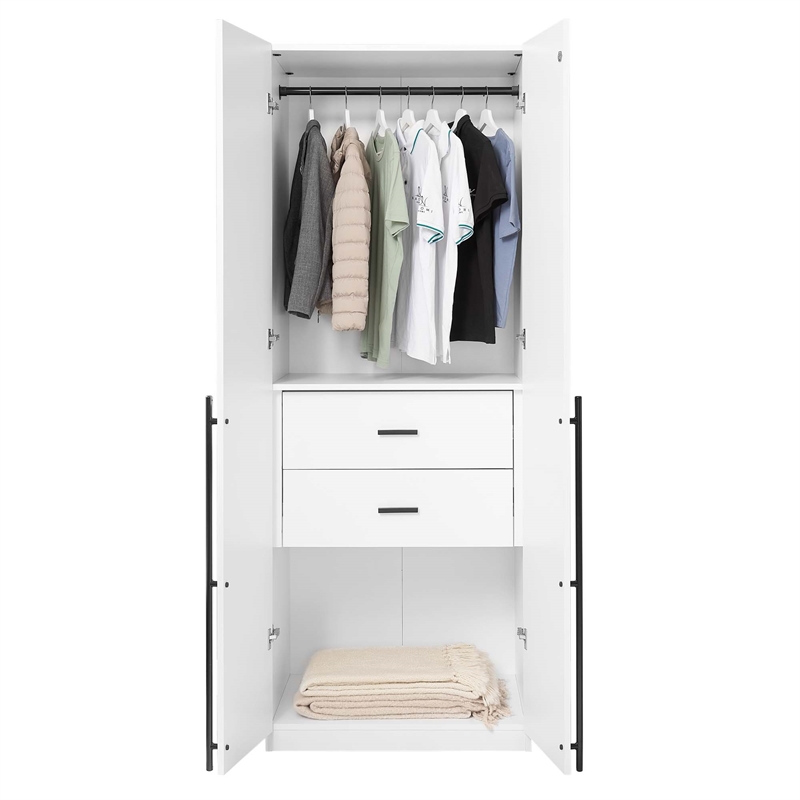 Manhattan Comfort Lee Wardrobe Closet 2.0 from Engineered Wood in White