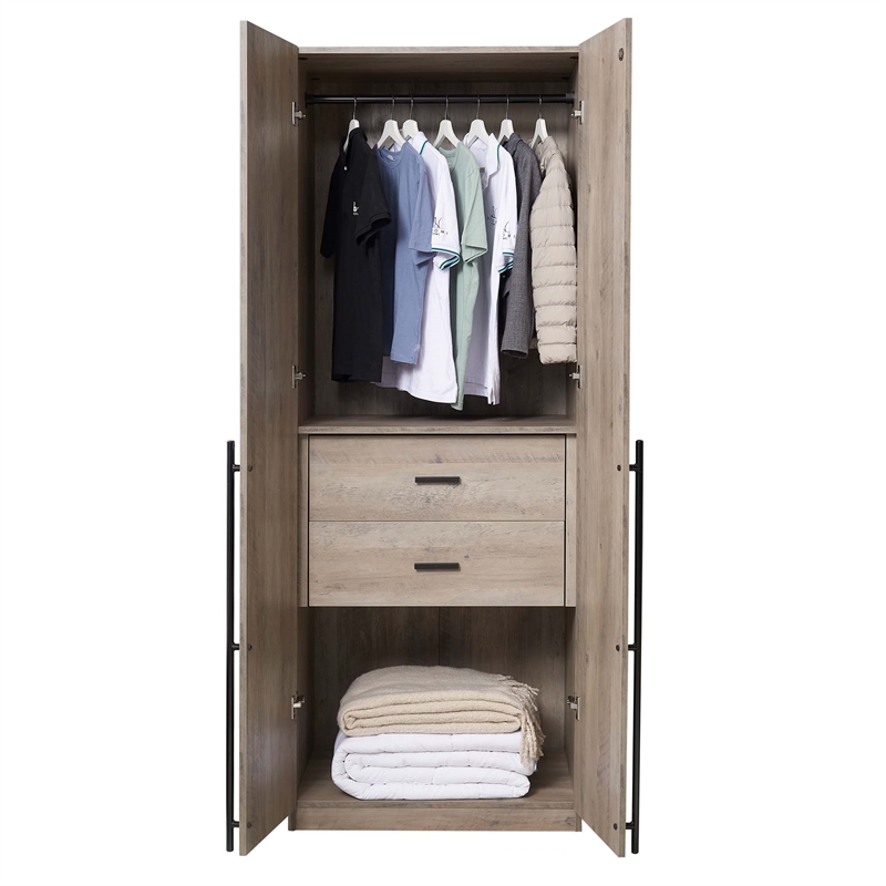 Manhattan Comfort Lee Wardrobe Closet 2.0 from Engineered Wood in Rustic Gray