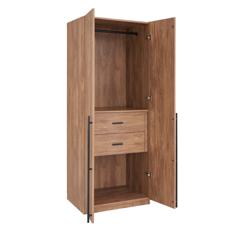 Manhattan Comfort Lee Wardrobe Closet 2.0 from Engineered Wood in Golden Brown