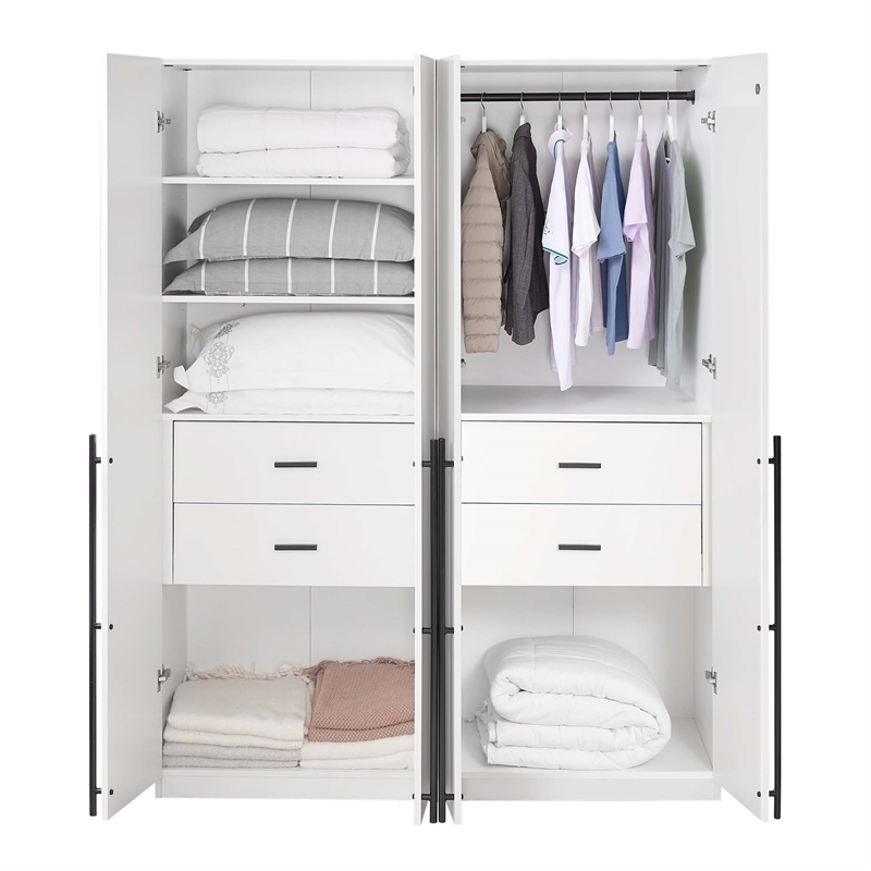 Lee 2-Piece Module Wardrobe 1.0 & 2.0 Closet from Engineered Wood - White