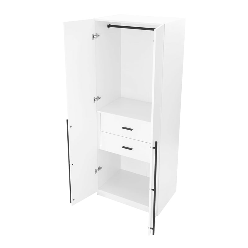 Lee 2-Piece Module Wardrobe 1.0 & 2.0 Closet from Engineered Wood - White