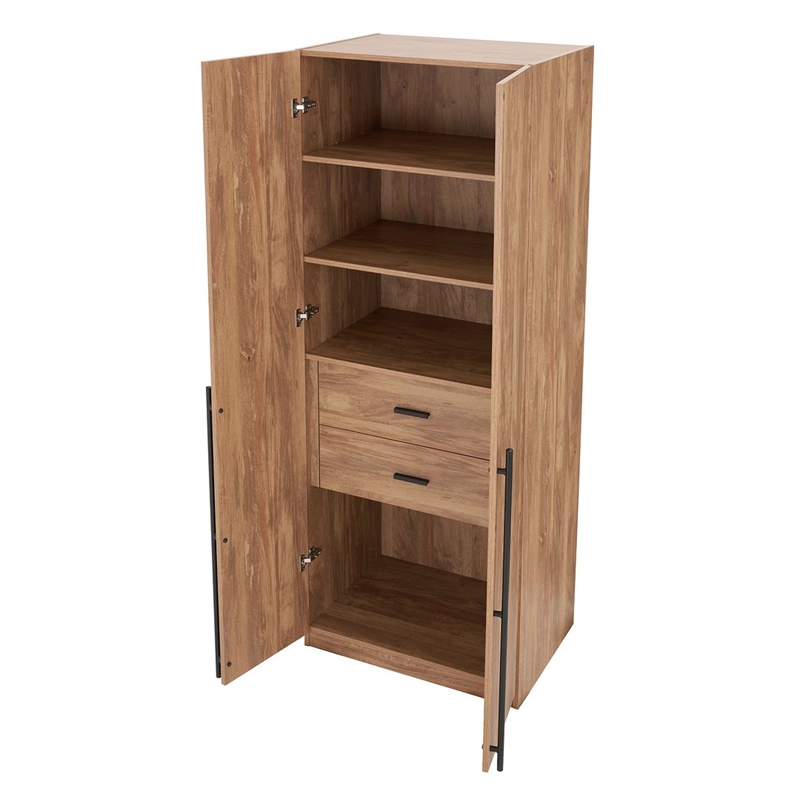 Lee 2-Piece Module Wardrobe 1.0 & 2.0 Closet from Engineered Wood - Golden Brown