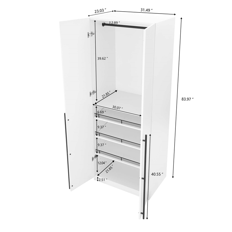 Lee 2-Piece Module Wardrobe 1.0 & 3.0 Closet from Engineered Wood - White