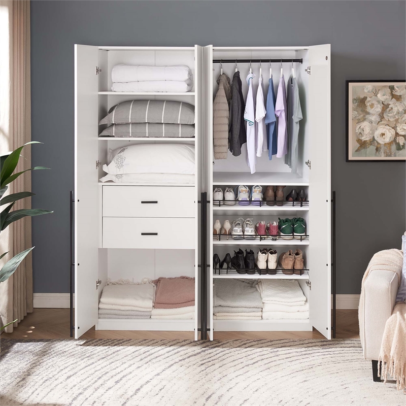 Lee 2-Piece Module Wardrobe 1.0 & 3.0 Closet from Engineered Wood - White