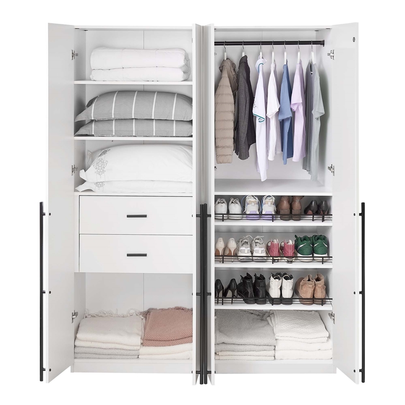 Lee 2-Piece Module Wardrobe 1.0 & 3.0 Closet from Engineered Wood - White