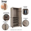 Lee 2-Piece Module Wardrobe 1.0 & 3.0 Closet from Engineered Wood - Rustic Gray