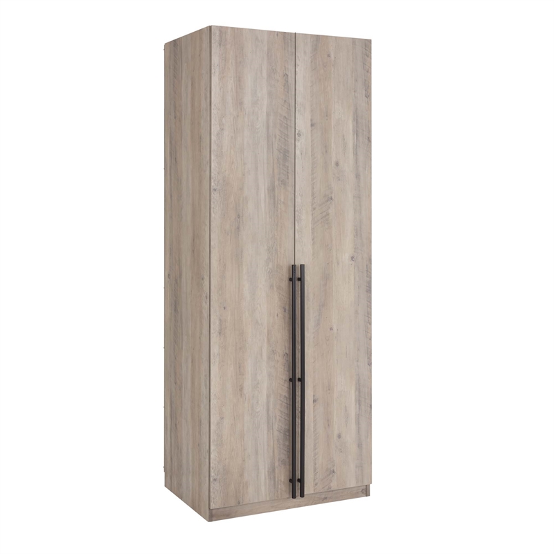 Lee 2-Piece Module Wardrobe 1.0 & 3.0 Closet from Engineered Wood - Rustic Gray