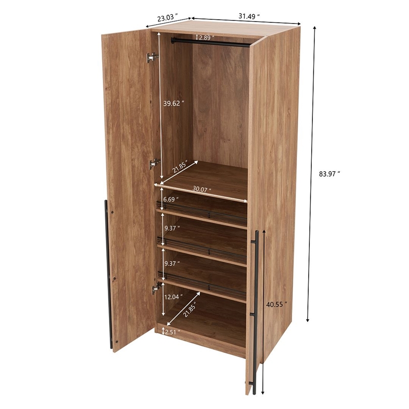 Lee 2-Piece Module Wardrobe 1.0 & 3.0 Closet from Engineered Wood - Golden Brown