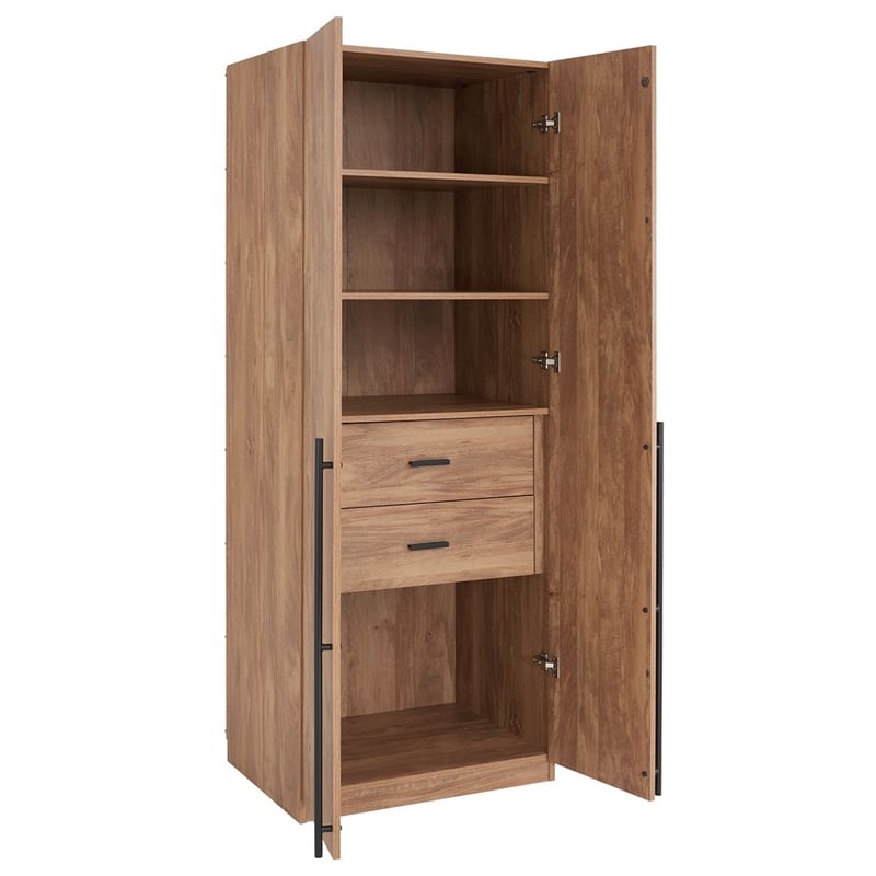 Lee 2-Piece Module Wardrobe 1.0 & 3.0 Closet from Engineered Wood - Golden Brown