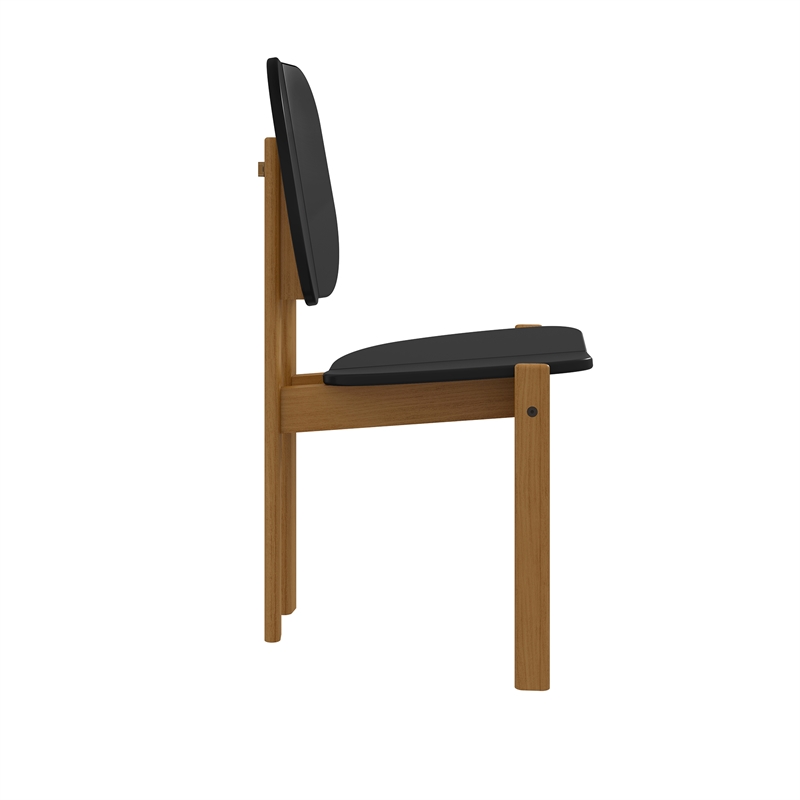 Manhattan Comfort Gales Dining Chair with Solid Wood Legs in Black- Set of 2