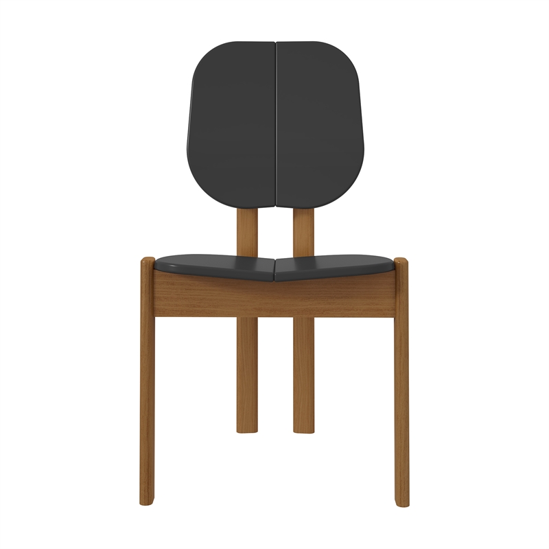 Manhattan Comfort Gales Dining Chair with Solid Wood Legs in Black- Set of 2