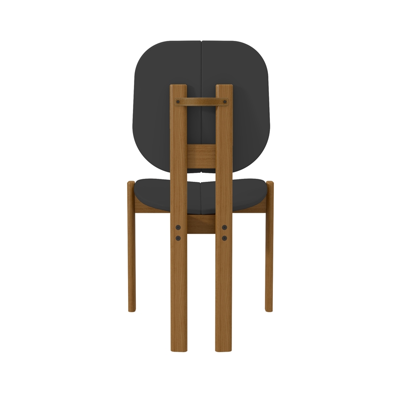 Manhattan Comfort Gales Dining Chair with Solid Wood Legs in Black- Set of 2