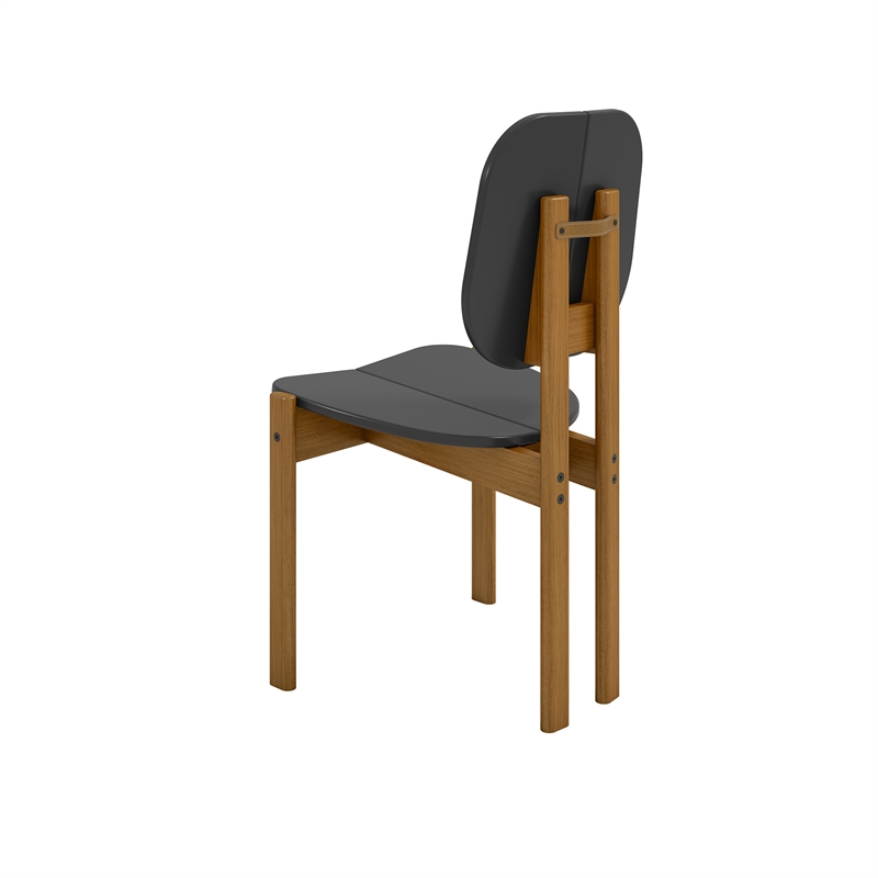 Manhattan Comfort Gales Dining Chair with Solid Wood Legs in Black- Set of 2
