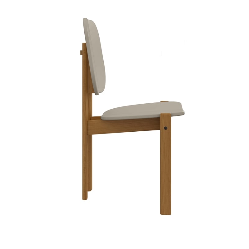 Manhattan Comfort Gales Dining Chair with Solid Wood Legs in Beige - Set of 2