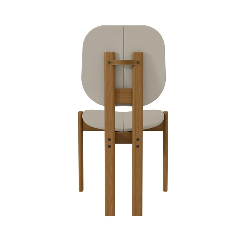 Manhattan Comfort Gales Dining Chair with Solid Wood Legs in Beige - Set of 2
