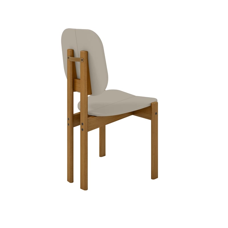 Manhattan Comfort Gales Dining Chair with Solid Wood Legs in Beige - Set of 2