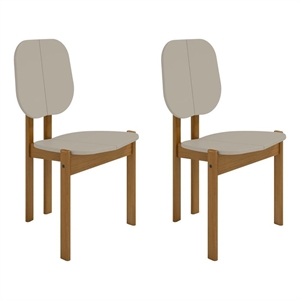 Manhattan Comfort Gales Dining Chair with Solid Wood Legs in Beige - Set of 2