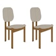 Manhattan Comfort Gales Dining Chair with Solid Wood Legs in Beige - Set of 2
